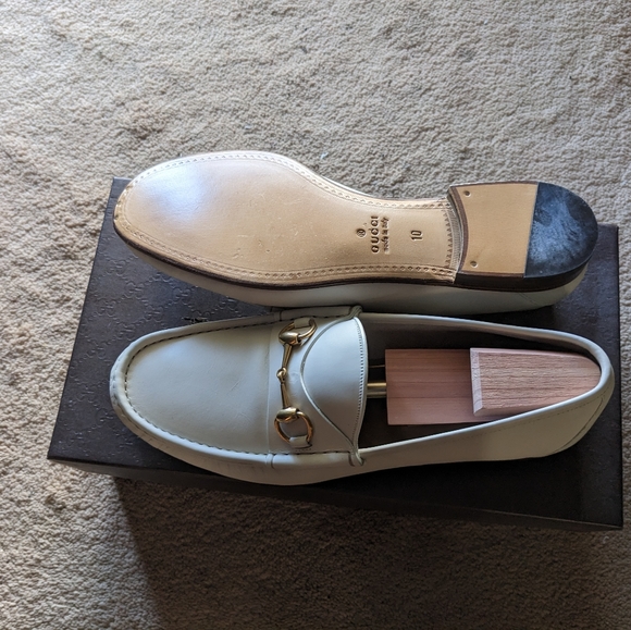 Men's Gucci White Horsebit Loafers